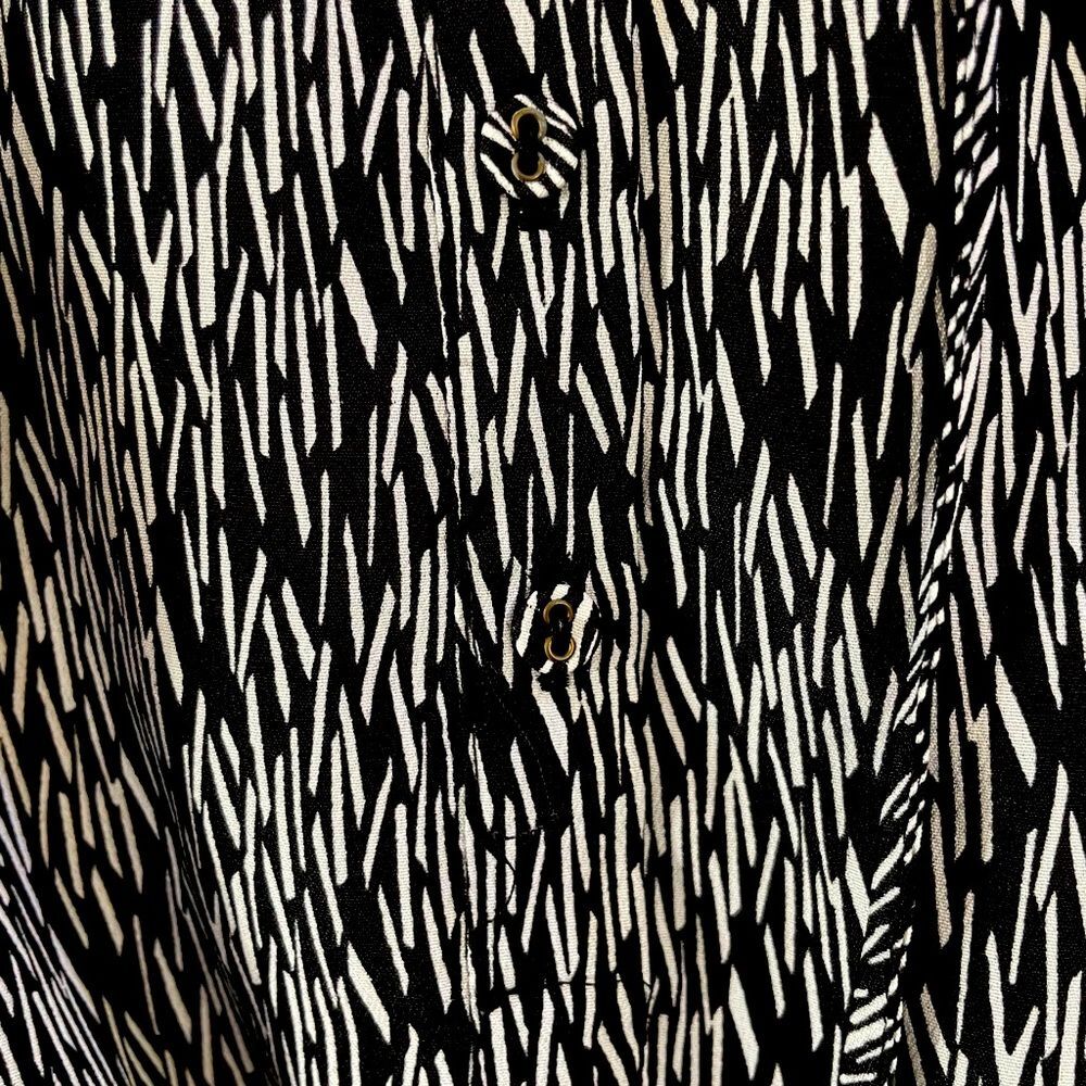 Loft Black White Pattern Cinched Waist Dress Size S - Picture 6 of 8